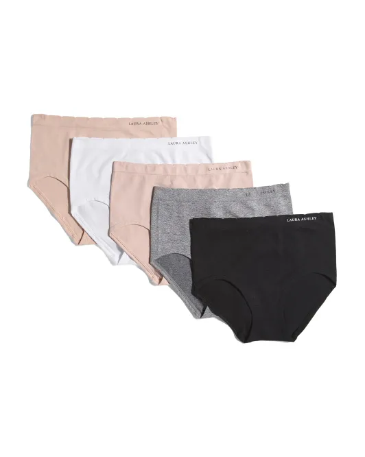

Бесшовные полные трусы из 5 пар с зубчатым поясом Laura Ashley, цвет Multi