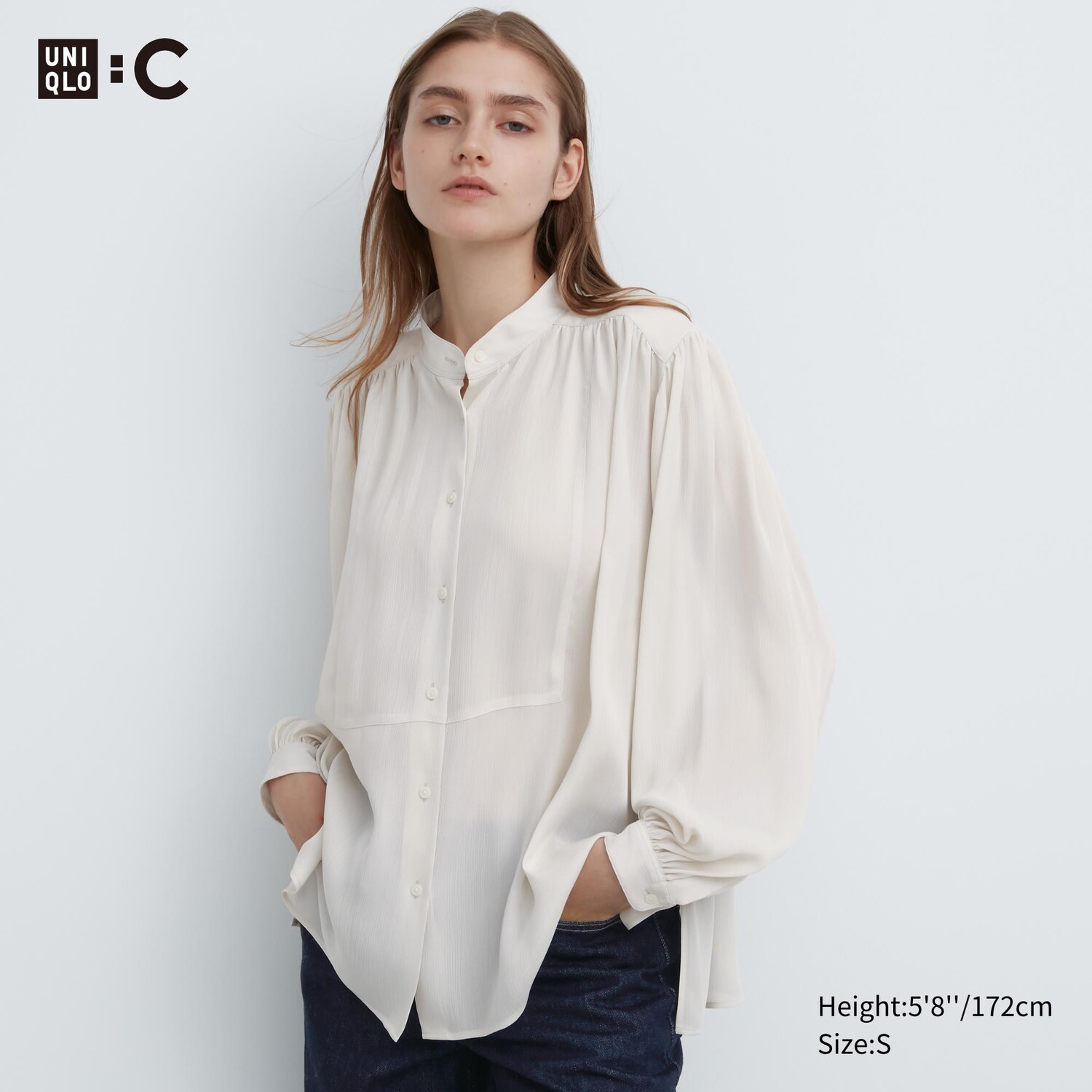 

Объемная блузка Uniqlo, кремовый