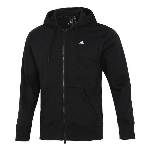 Куртка adidas Solid Color Logo Casual Sports Woven Zipper Hooded Jacket Black, черный