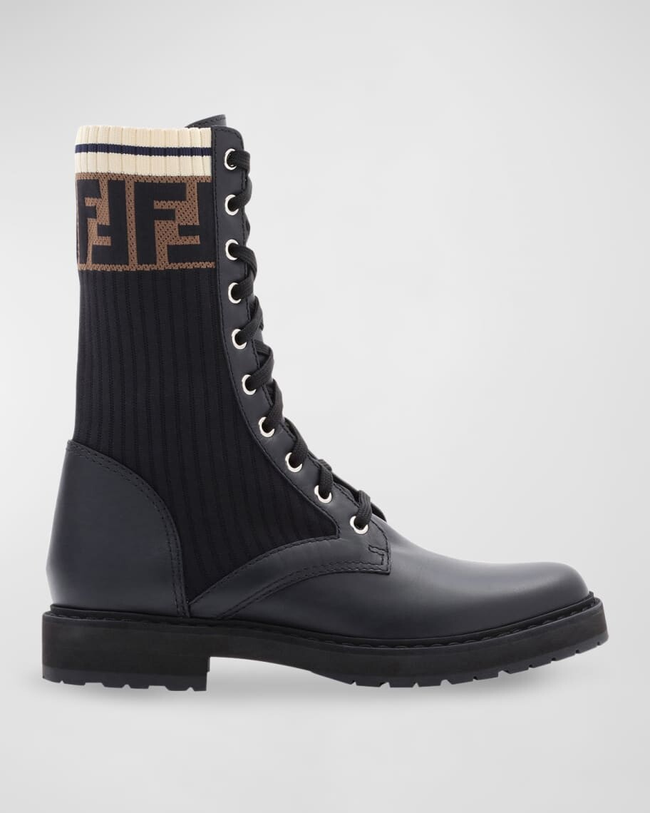 

Кожаные армейские ботинки с манжетой FF Fendi