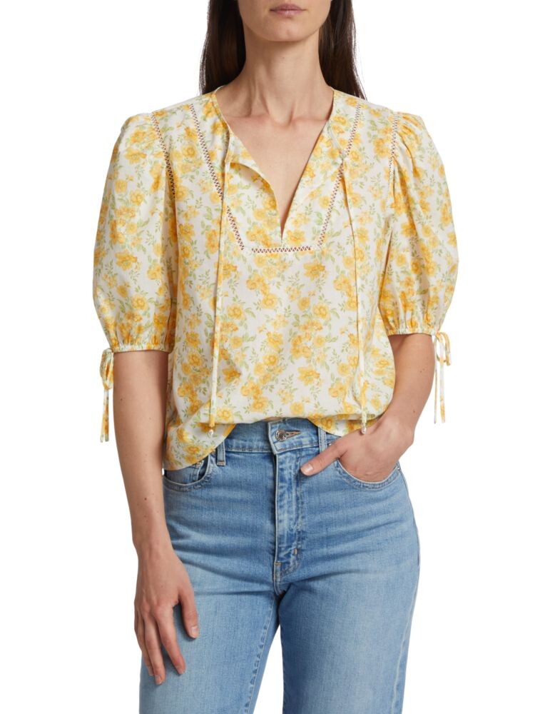 

Топ Nora с пышными рукавами Derek Lam 10 Crosby, цвет Yellow Multi