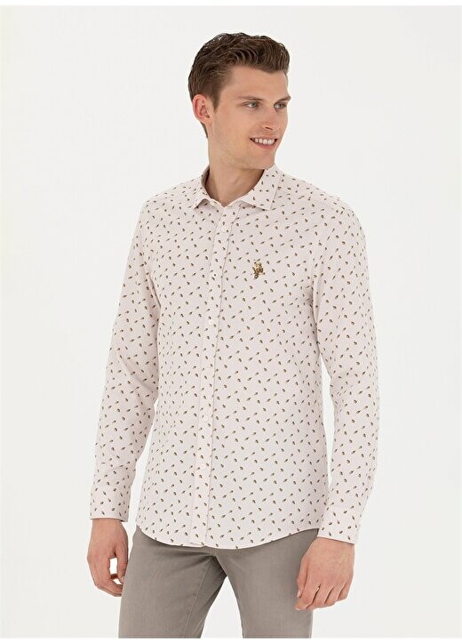 

Мужская рубашка Slim Fit с воротником на пуговицах AYTEM U.S. Polo Assn., серый