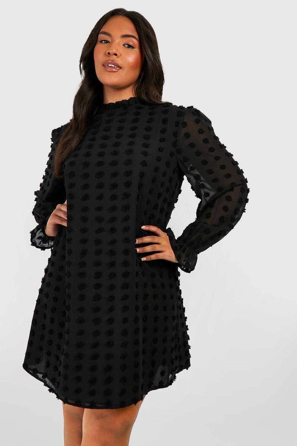 

большое платье из сетки добби Boohoo, черный
