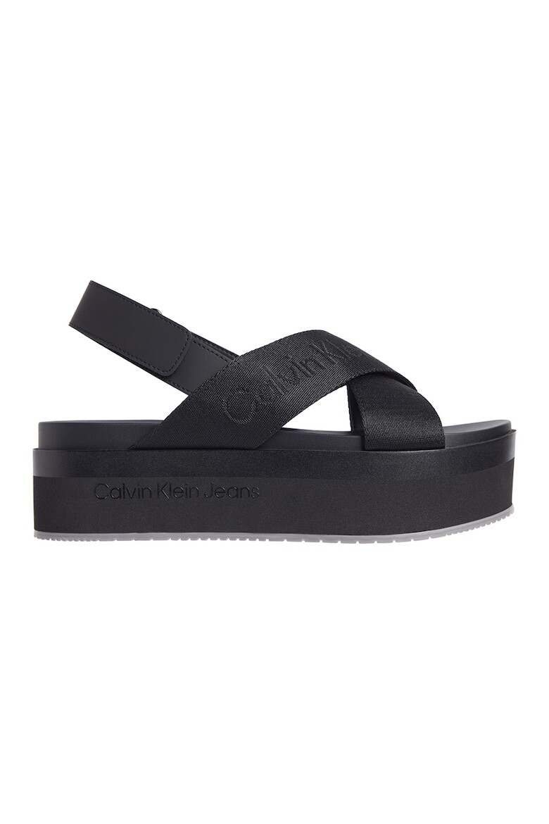 

Сандалии на плоской платформе с логотипом Calvin Klein Jeans, черный