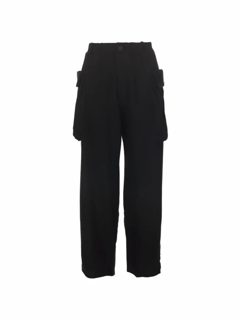 

Шерстяные брюки карго Yohji Yamamoto, черный