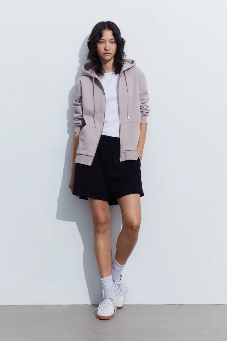

Топ с капюшоном и молнией H&M, бежевый