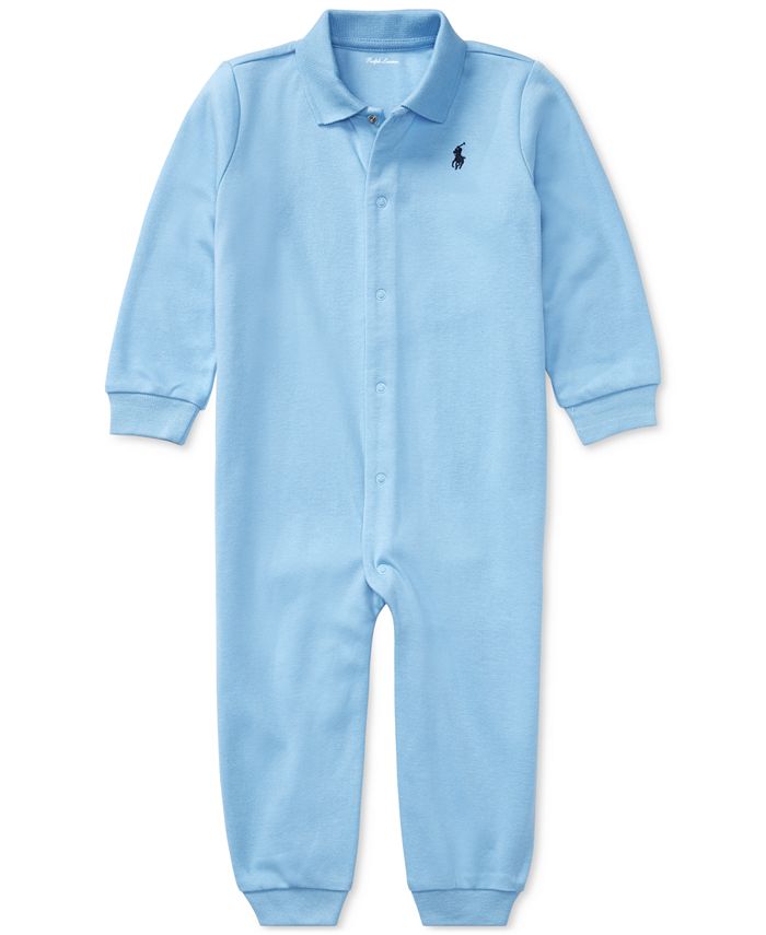 Классический хлопковый комбинезон-поло для маленьких мальчиков Polo Ralph Lauren, синий