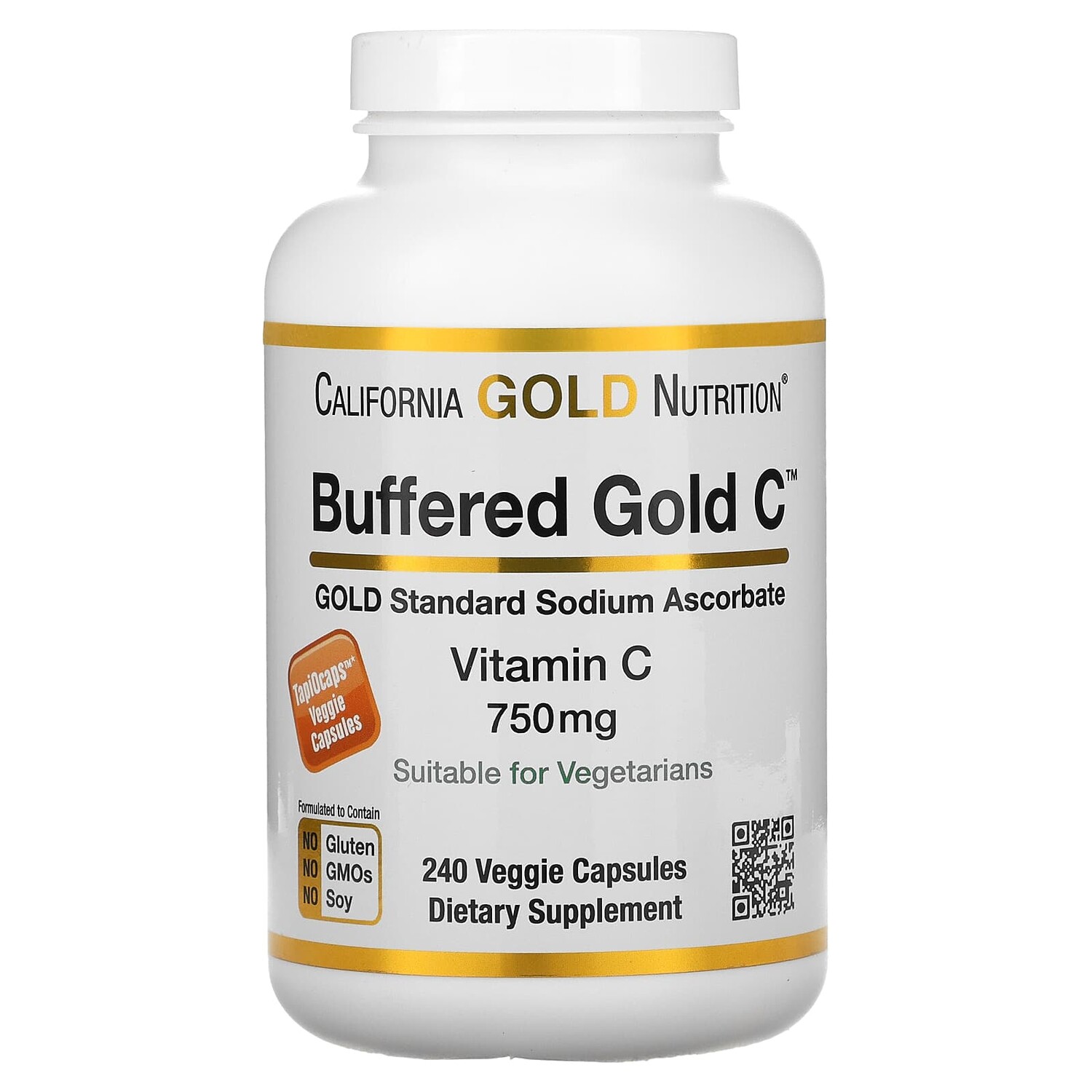 

Gold C, GOLD Standard, буферизованный витамин C, аскорбат натрия, 750 мг, 240 растительных капсул, California Gold Nutrition