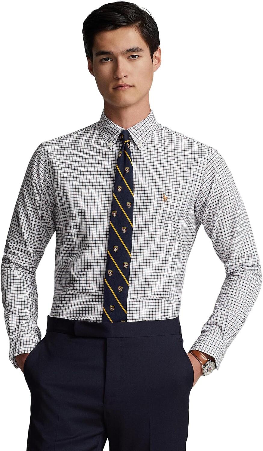 

Классическая оксфордская рубашка в клетку Polo Ralph Lauren, цвет White/Wine Multi
