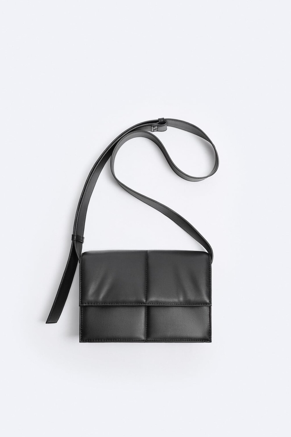 

Стеганая сумка через плечо с клапаном ZARA, черный