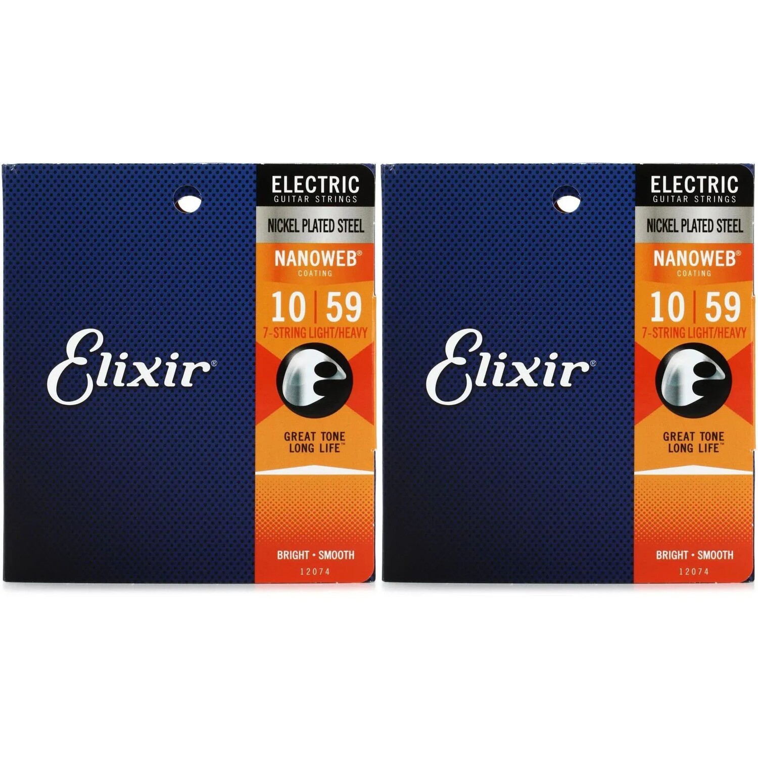 

Elixir Strings 12074 Струны для электрогитары Nanoweb — .010-.059 Легкие/тяжелые 7-струнные (2 шт.)