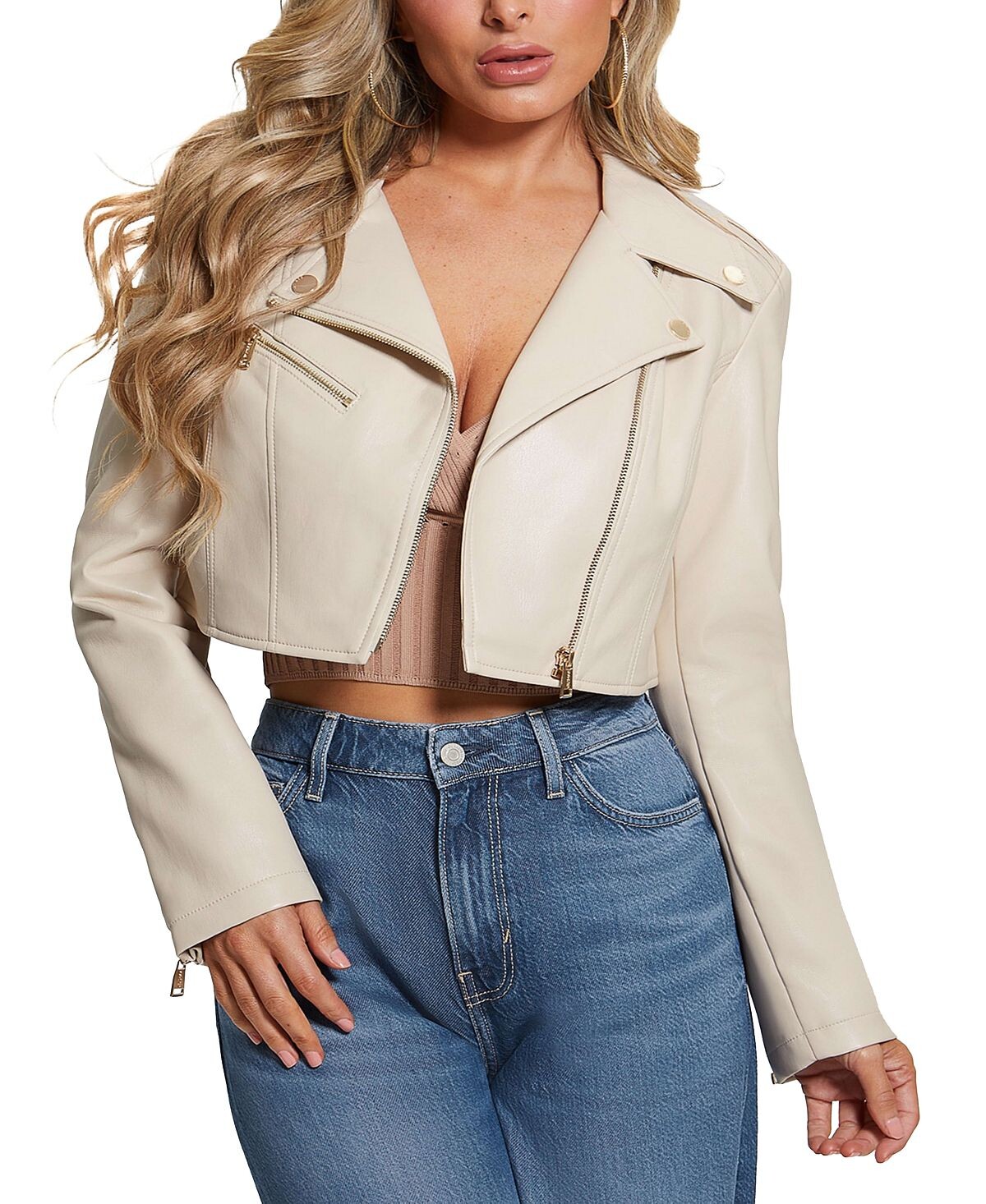 

Женская укороченная байкерская куртка из искусственной кожи Rochelle GUESS