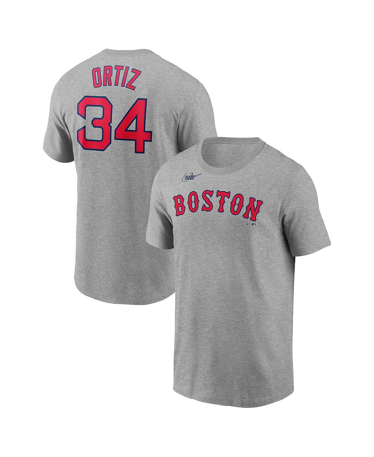 цена Мужская футболка David Ortiz Heather Grey Boston Red Sox с именем и номером Nike