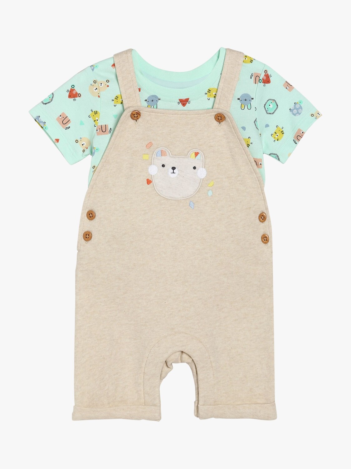 

Комплект из комбинезона и футболки Mini Cuddles Baby Bear, бирюзовый/бежевый