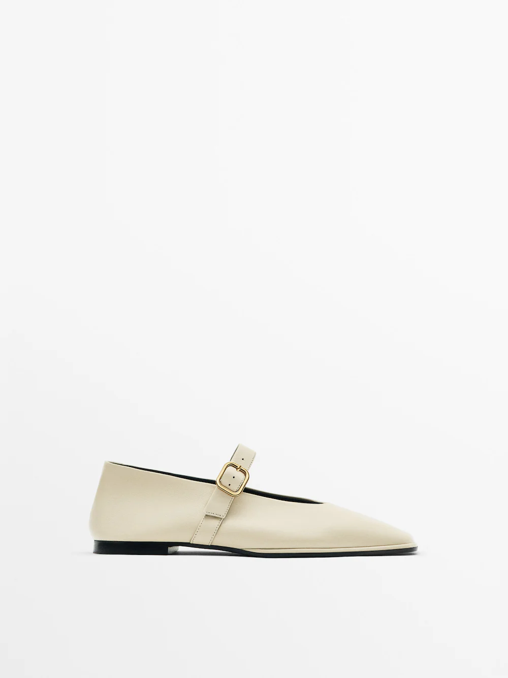 

Квадратные балетки с пряжкой Massimo Dutti, бежевый