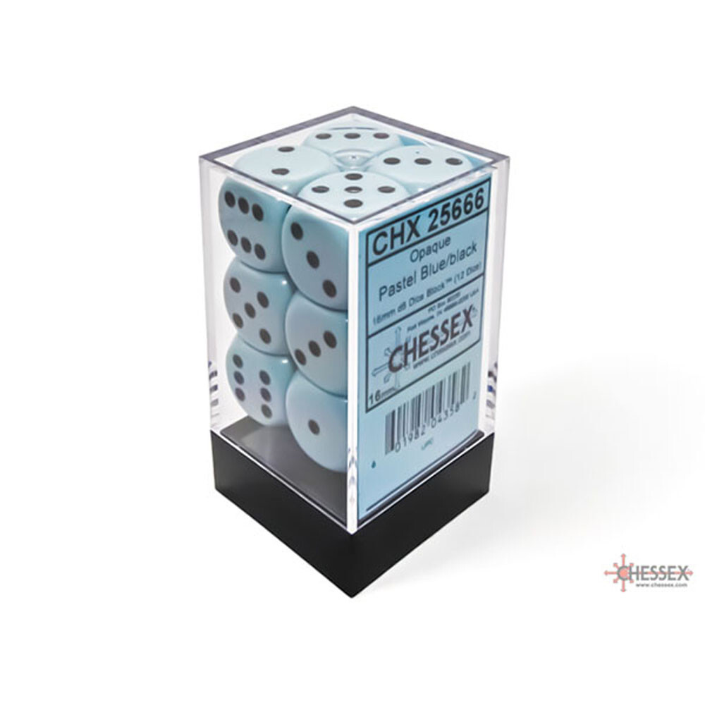 

Аксессуары Chessex Chessex 16mm d6 Dice Set: Opaque - Pastel Blue/Black (12)