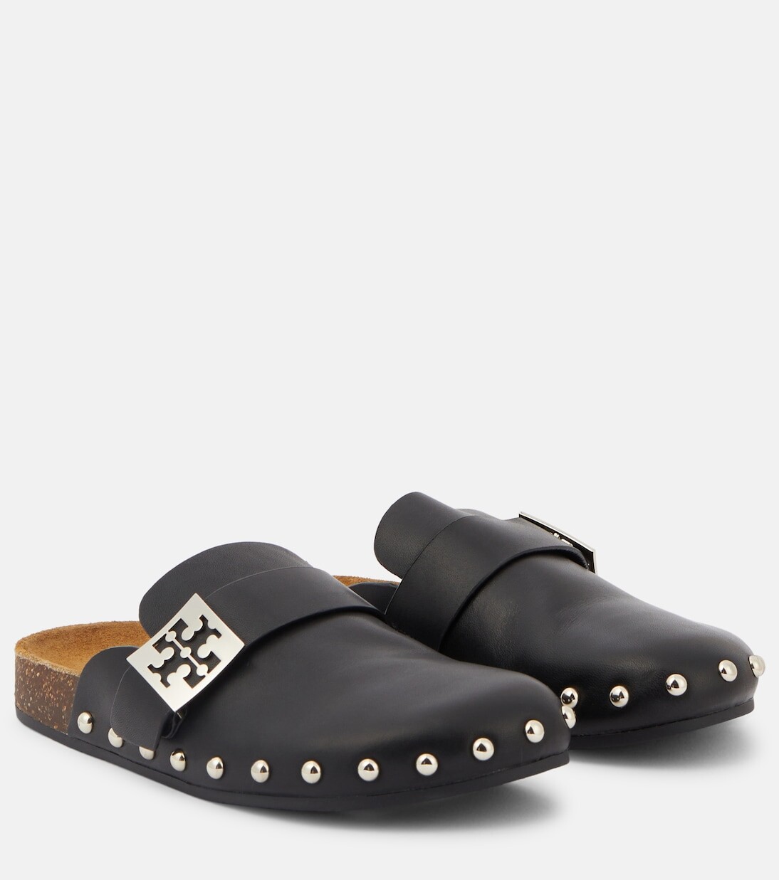 

Кожаные тапочки mellow с шипами Tory Burch, черный