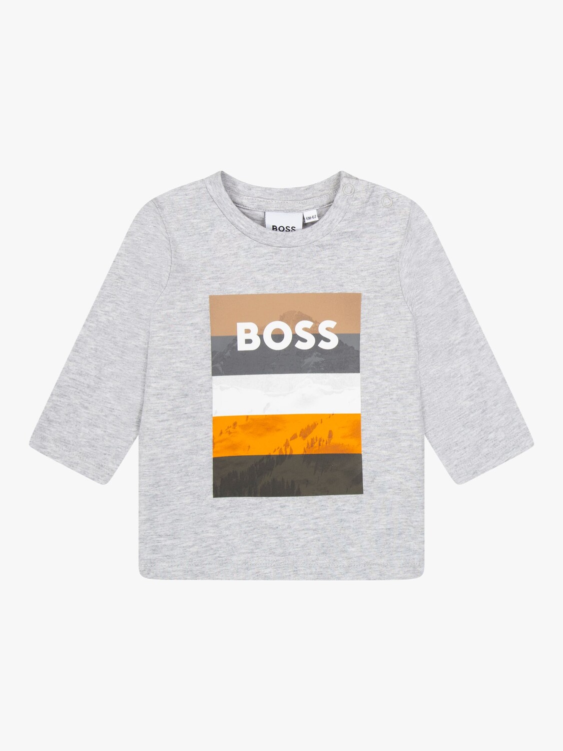 

Хлопковая футболка с длинными рукавами и логотипом HUGO BOSS Baby, светло-серая