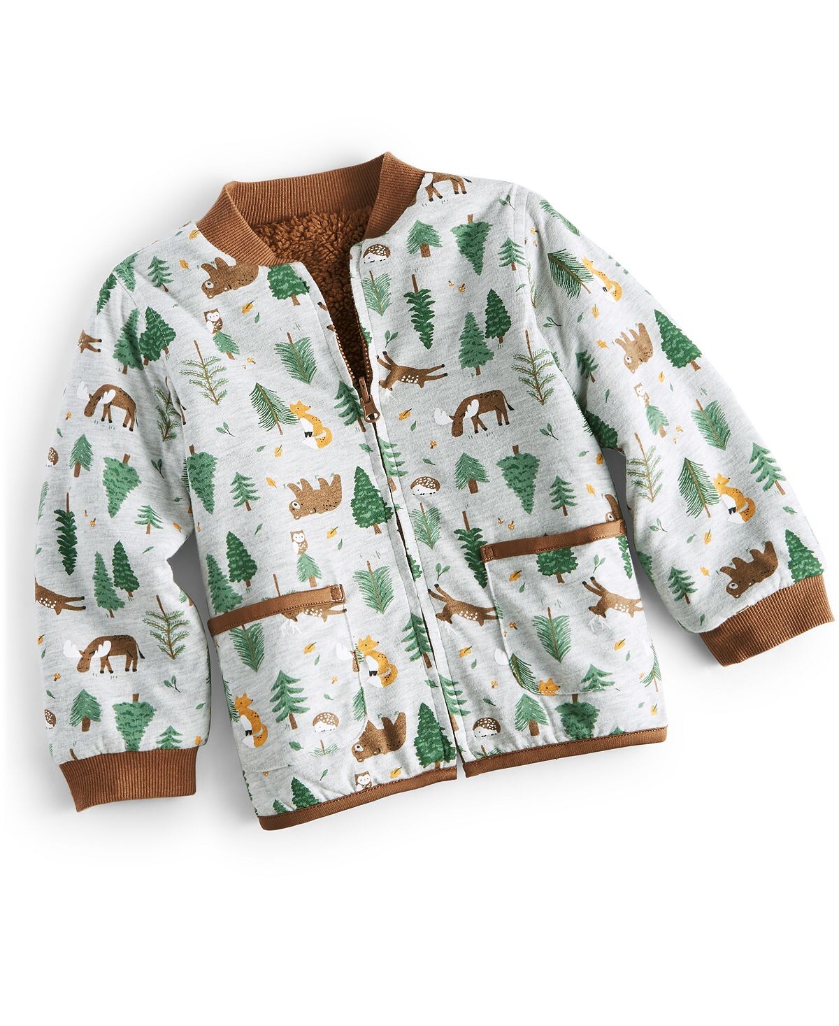 

Двусторонняя куртка Woodland из искусственной шерпы для мальчиков для малышей, созданная для Macy's First Impressions