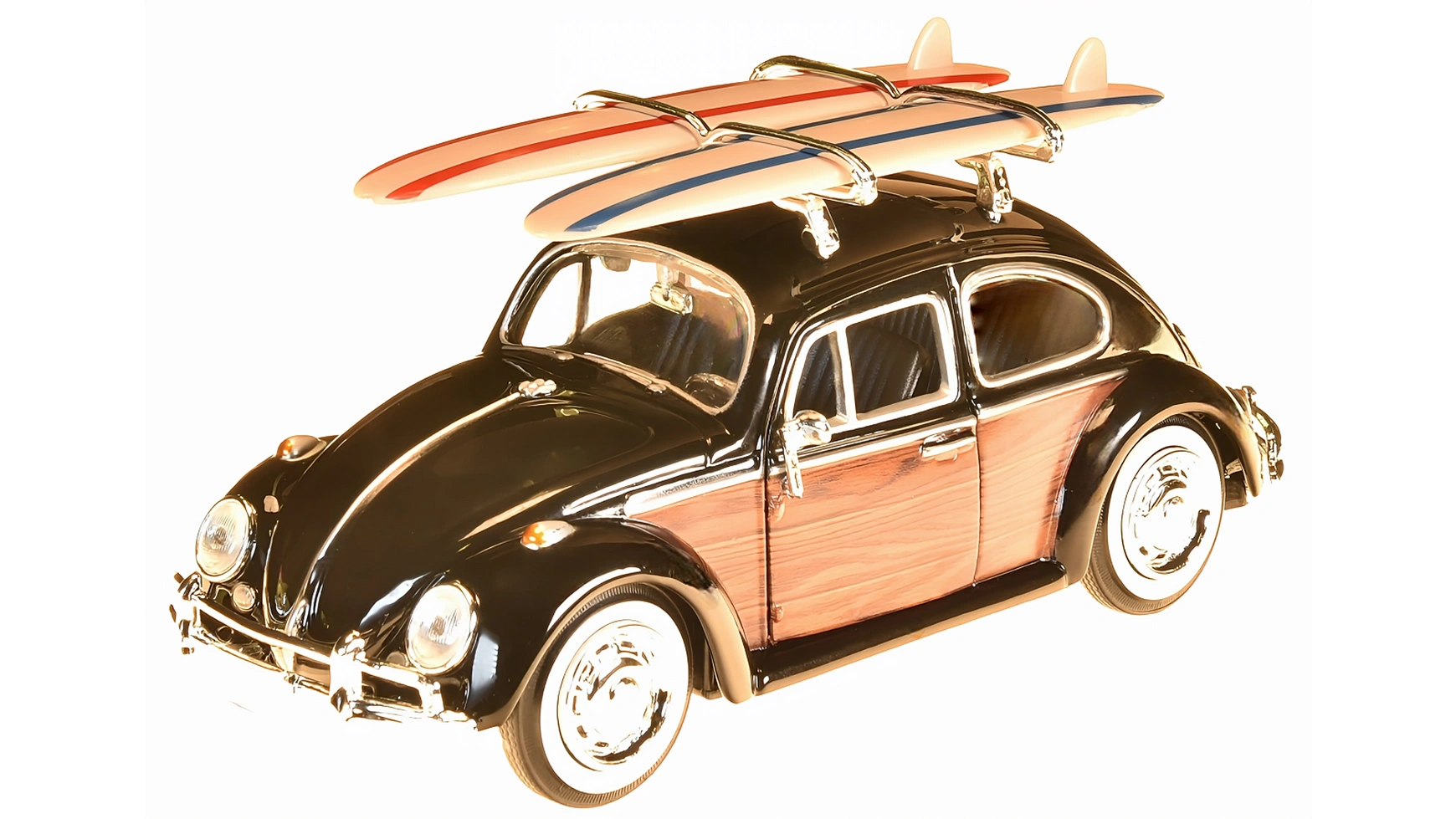 Motor Max VW Beetle Woody с досками для серфинга 1:24 набор jada toys tmnt hwr vw drag beetle w michelangelo figure 34018 1959 vw drag beetle