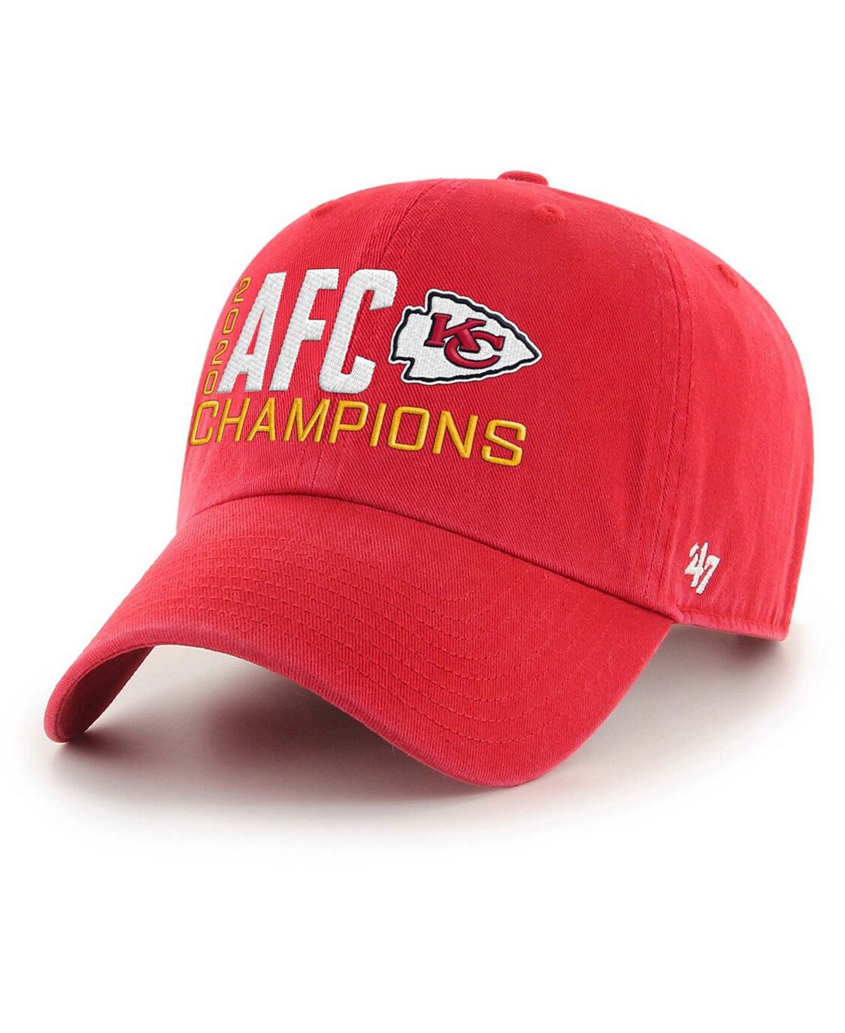 

Мужская красная регулируемая кепка Kansas City Chiefs 2020 Afc Champions Clean Up '47 Brand