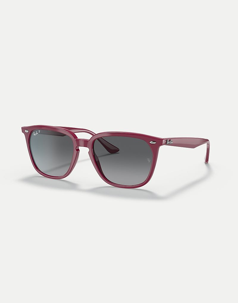 

Ray-Ban Rb4362 Бордовые красные квадратные поляризованные солнцезащитные очки с серыми линзами