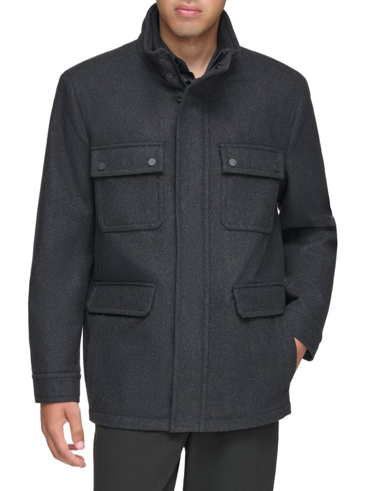 Шерстяное пальто Dunbar в стиле милитари Melton Andrew Marc, цвет Charcoal куртка lauffeld в стиле милитари с капюшоном andrew marc цвет green