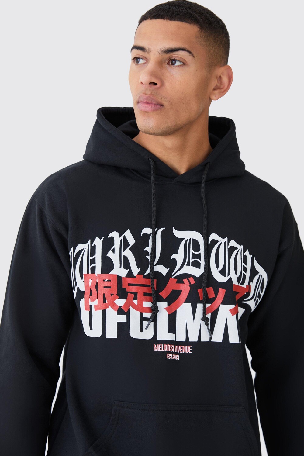 

Толстовка Oversized с принтом в стиле готики Worldwide boohooMAN, черный