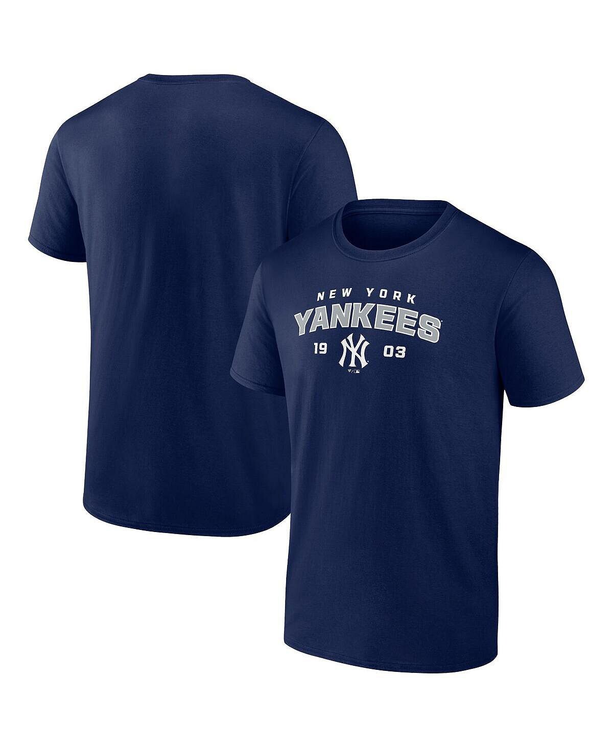 

Мужская темно-синяя футболка с логотипом New York Yankees Rebel Fanatics