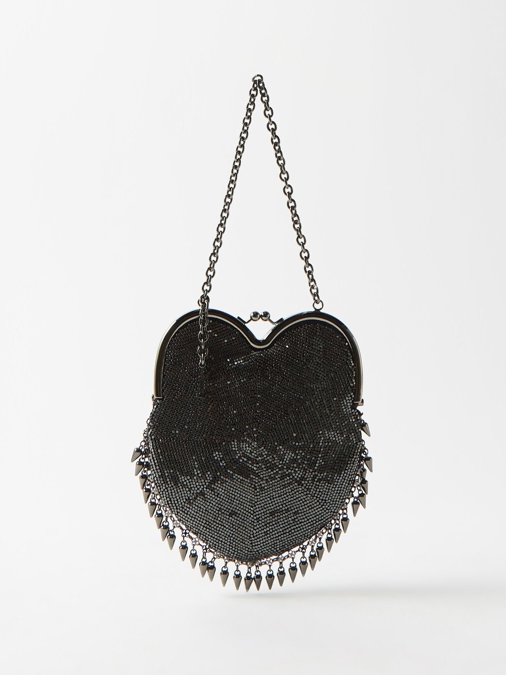 

Мини-клатч sac coeur из сетки с заклепками Saint Laurent, серебряный