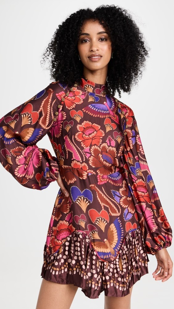 

Платье мини FARM Rio Bright Flora Brown Long Sleeve