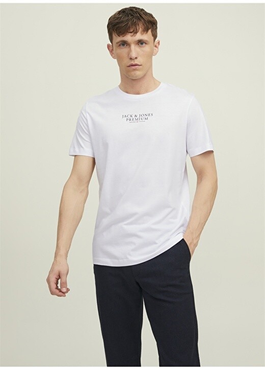 

Простая белая мужская футболка с круглым вырезом Jack & Jones, Белый, Простая белая мужская футболка с круглым вырезом Jack & Jones