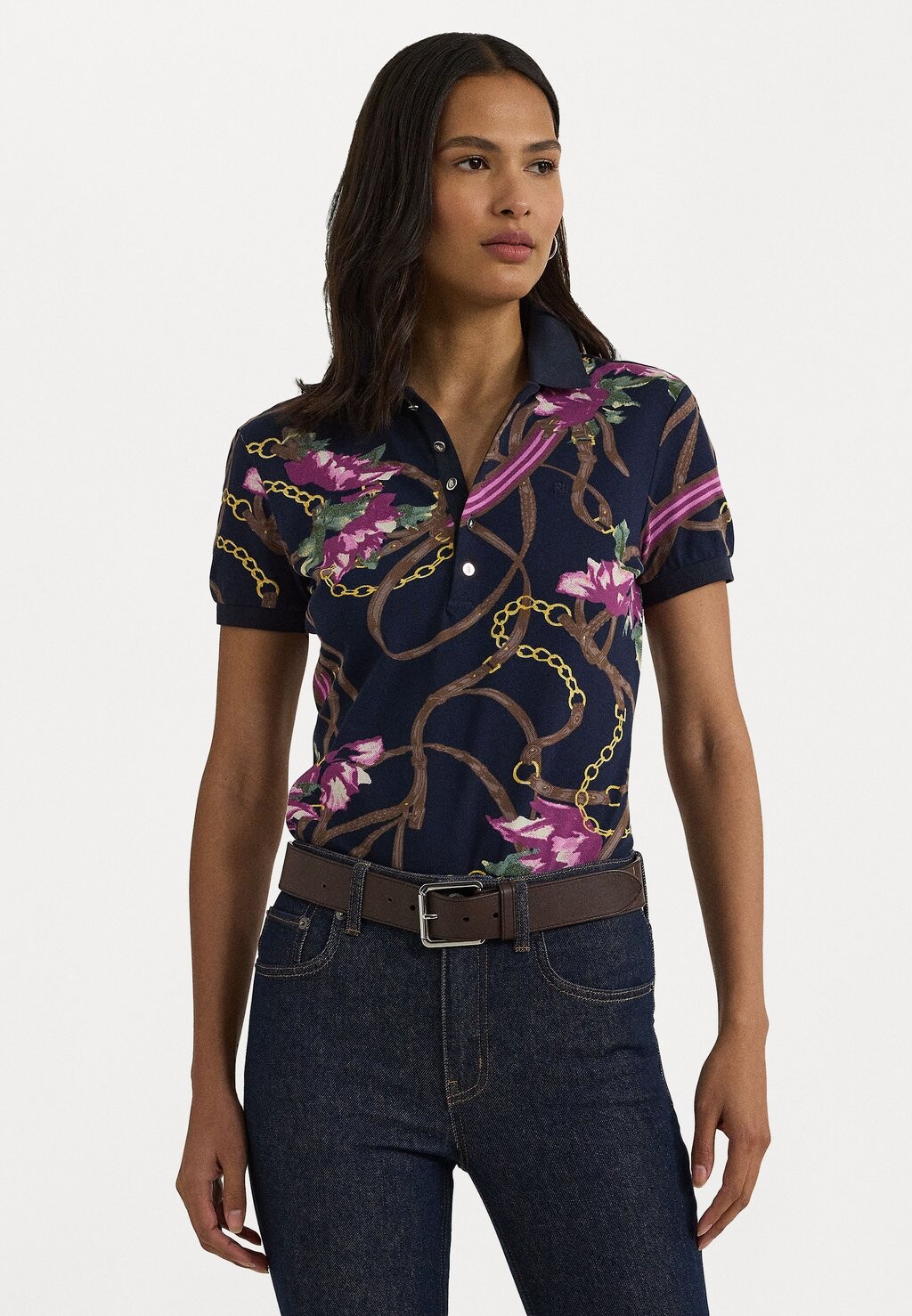 

Рубашка поло PRINT STRETCH PIQUÉ POLO SHIRT Lauren Ralph Lauren, синий