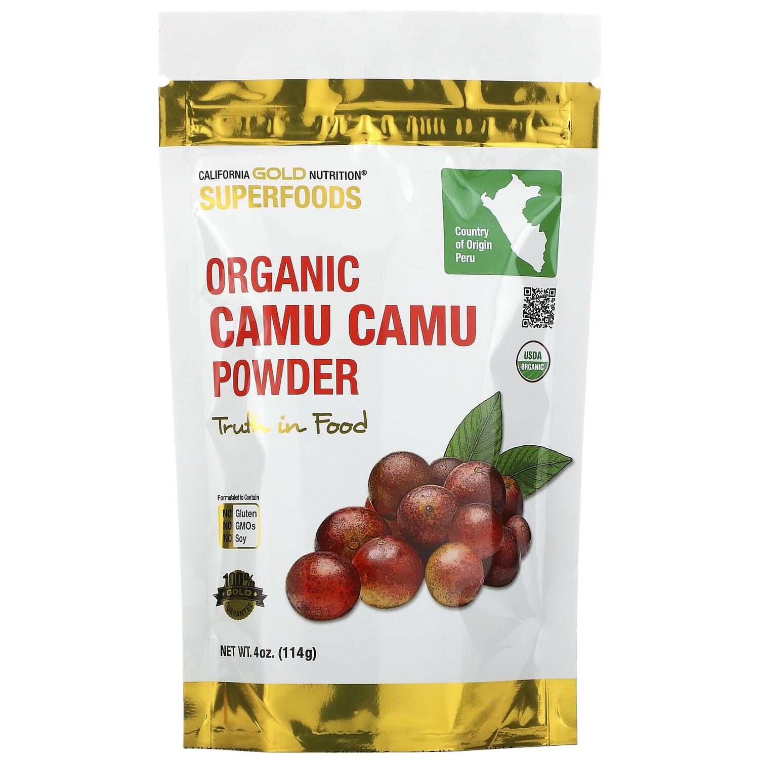 

Органический порошок из каму-каму, 114 г (4 унции), California Gold Nutrition