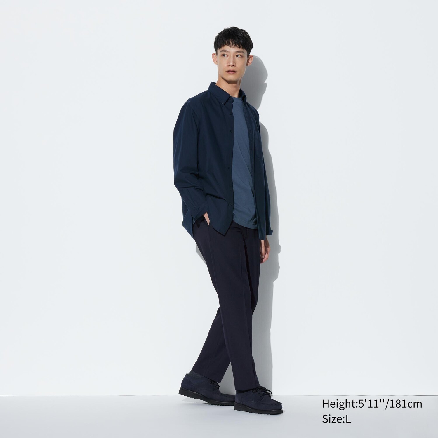 

Брюки UNIQLO Smart с эффектом шерсти, темно-синий