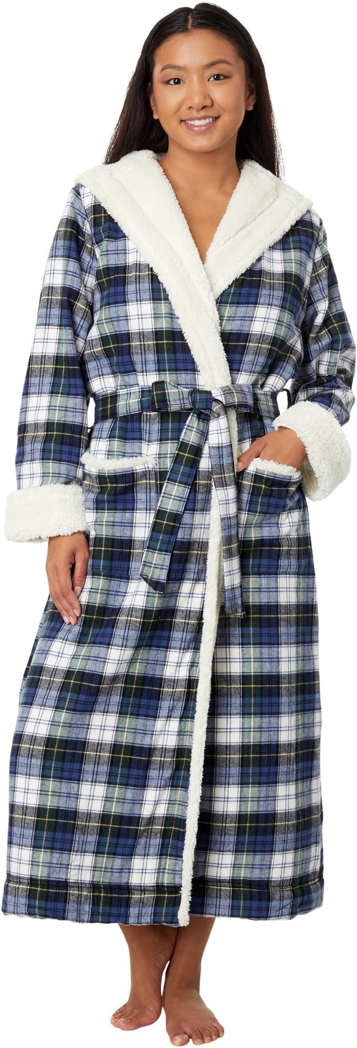 Халат Scotch Plaid Flannel Sherpa Lined Long Robe L.L.Bean, цвет Vintage Tartan