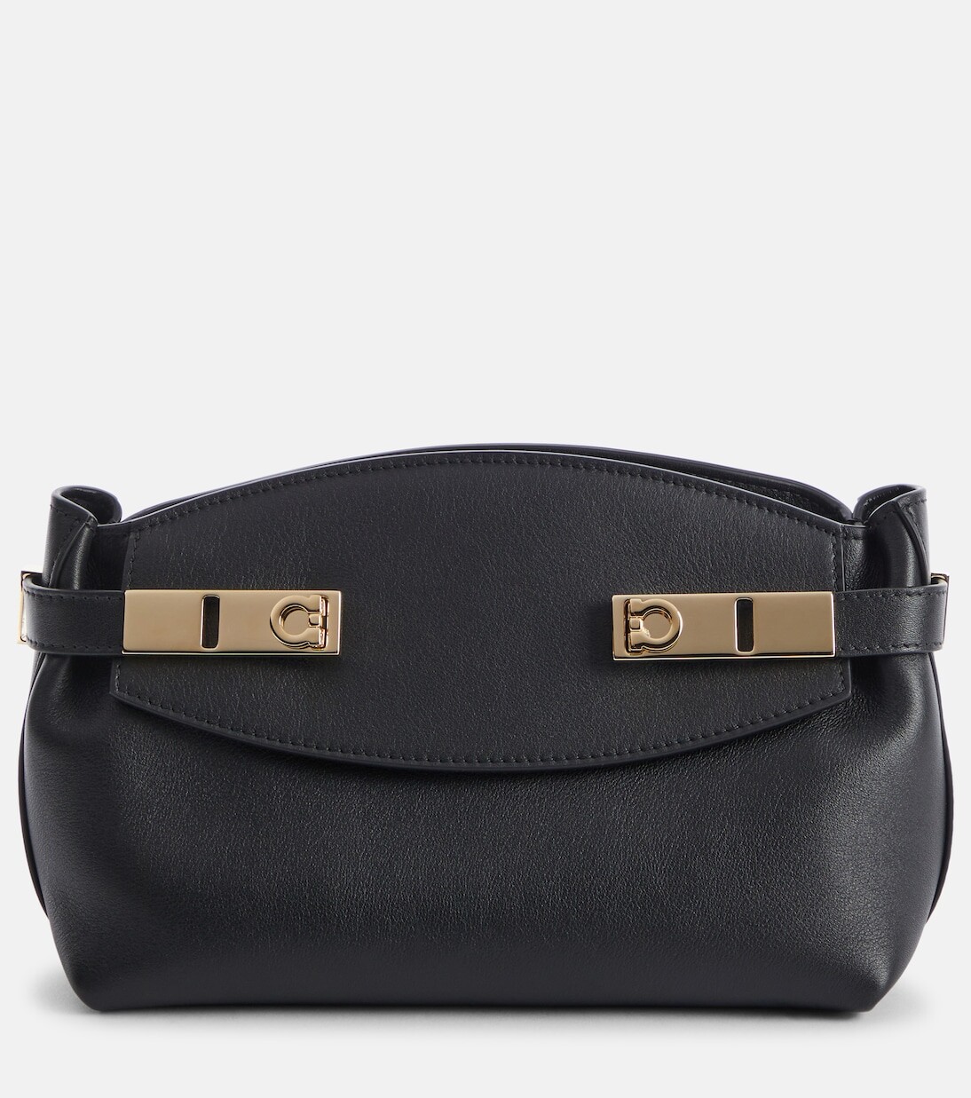 

Маленькая кожаная сумка через плечо hug Ferragamo, черный