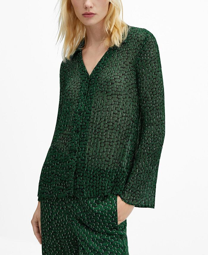 

Женская струящаяся рубашка с принтом MANGO, цвет Green