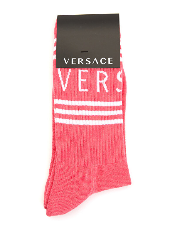 Розовые женские носки с логотипом Versace носки женские хлопковые розовые с надписями приношу удачу