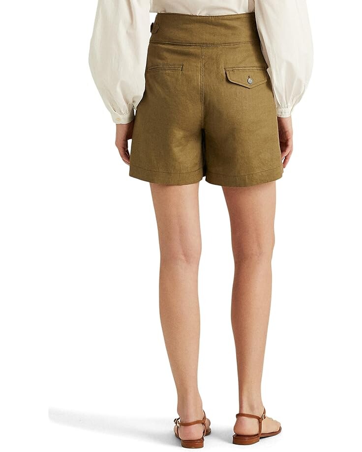 

Шорты LAUREN Ralph Lauren Pleated Linen Shorts, цвет Olive Fern