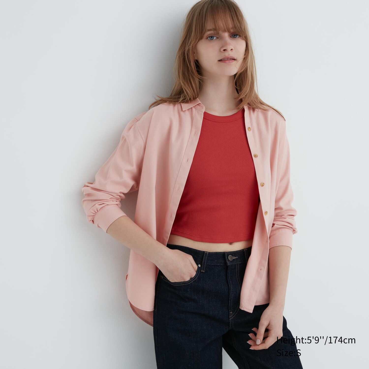 

Рубашка UNIQLO с мягким начесом, розовый