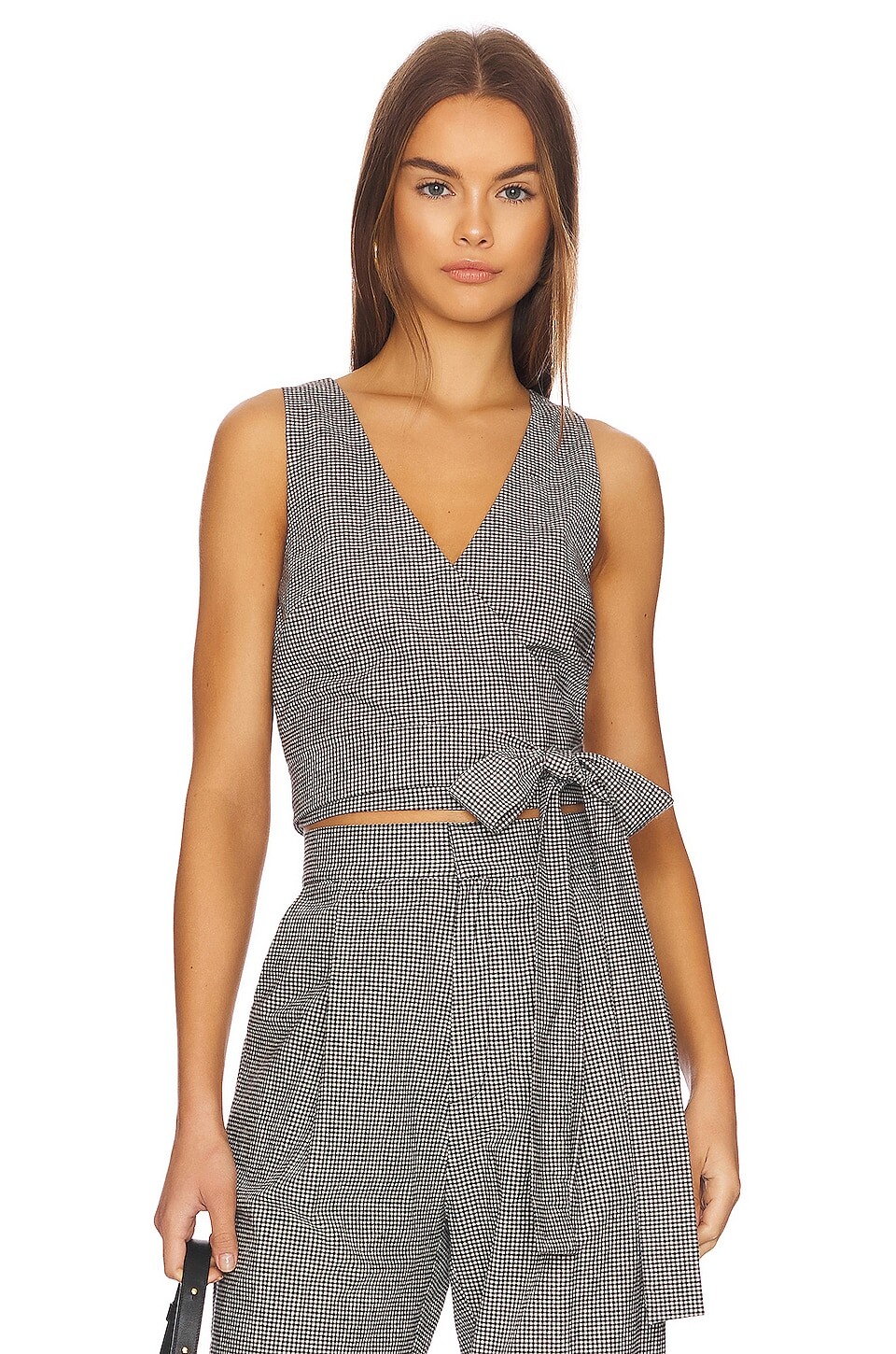 

Топ MINKPINK Brooklyn Wrap Crop, цвет Black & White