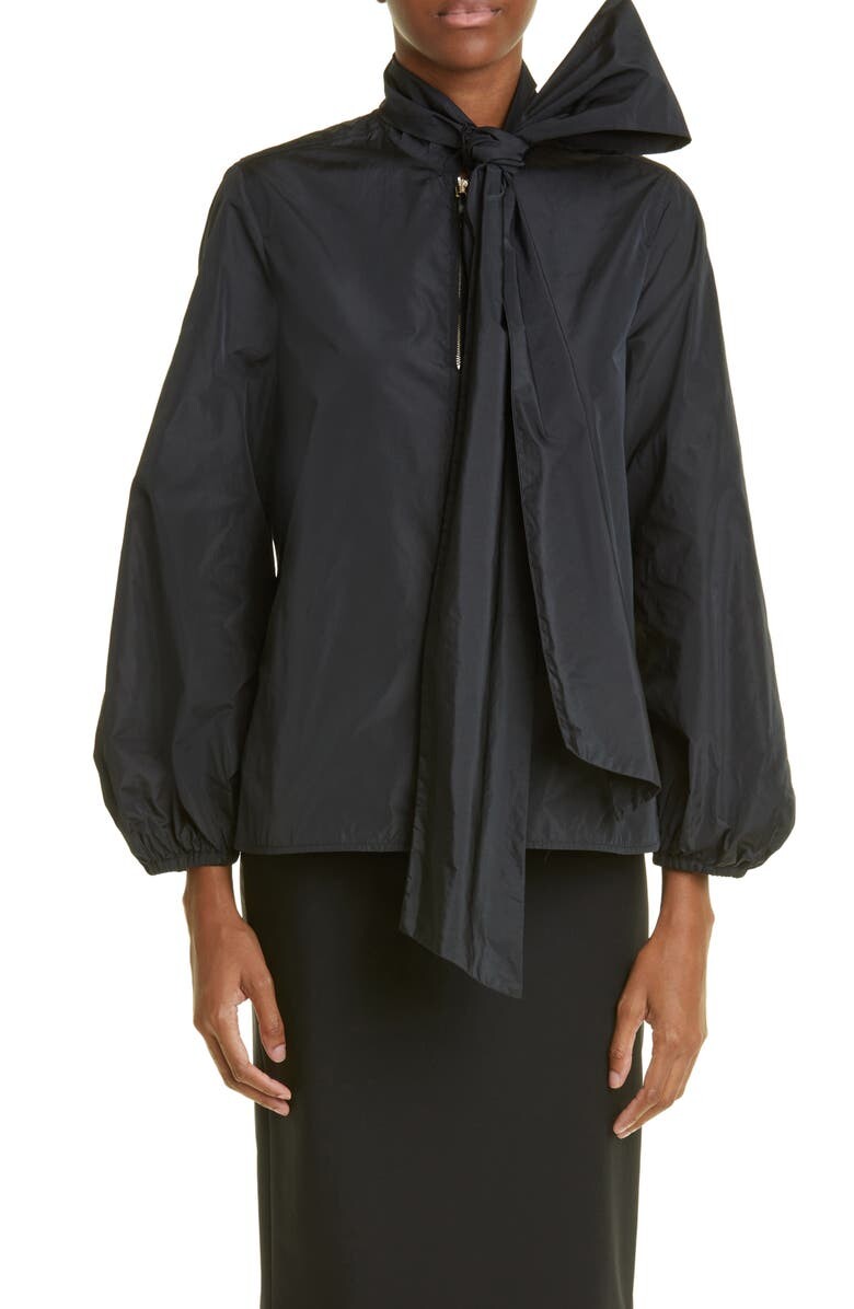 

Блузка из тафты с завязками на воротнике Vand MAX MARA, черный