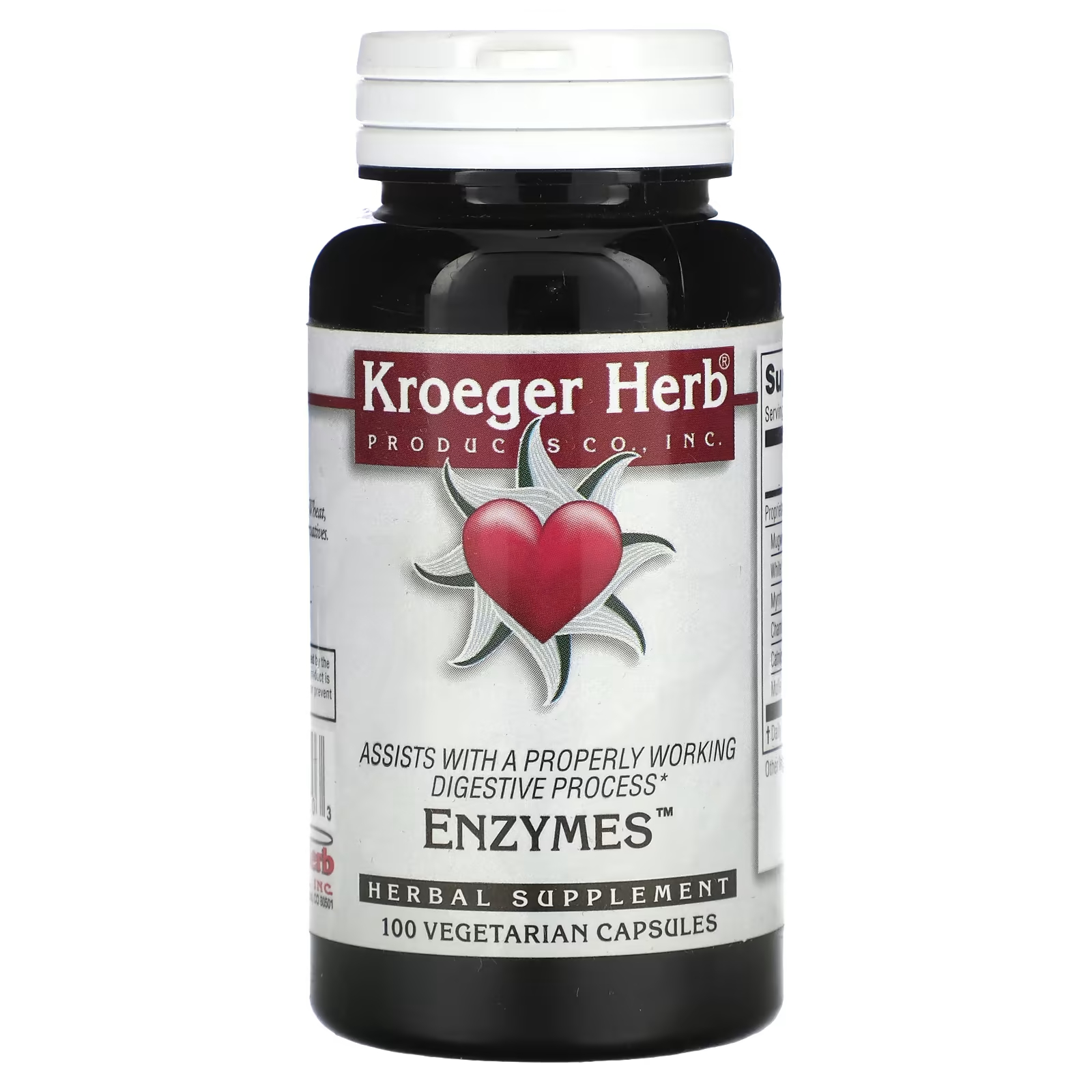 Растительная добавка Kroeger Herb Co Enzymes, 100 капсул растительная добавка kroeger herb co балансировщик полярности 100 капсул
