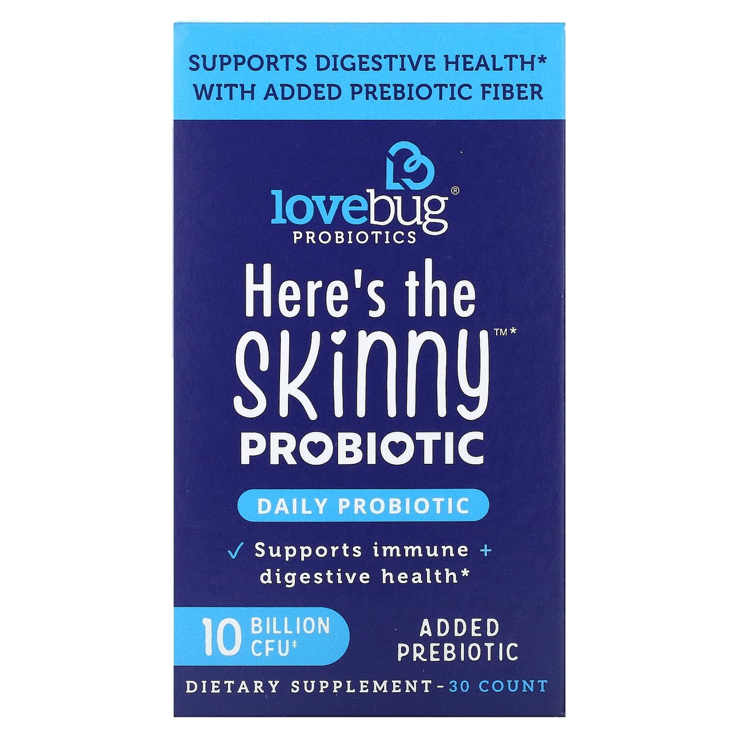 

Here's The Skinny, пробиотик, 10 млрд КОЕ, 30 капсул, LoveBug Probiotics