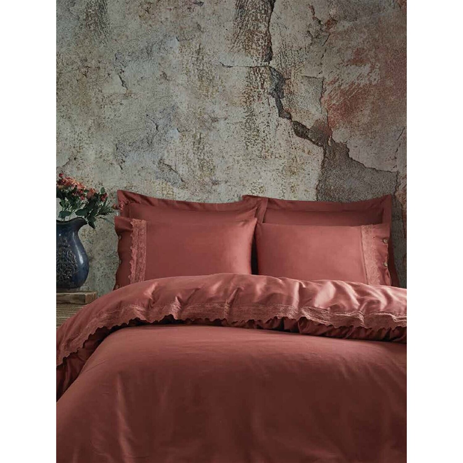 

Экокотоновый Комплект постельного белья Belinda (King Size) Темно-лососевый