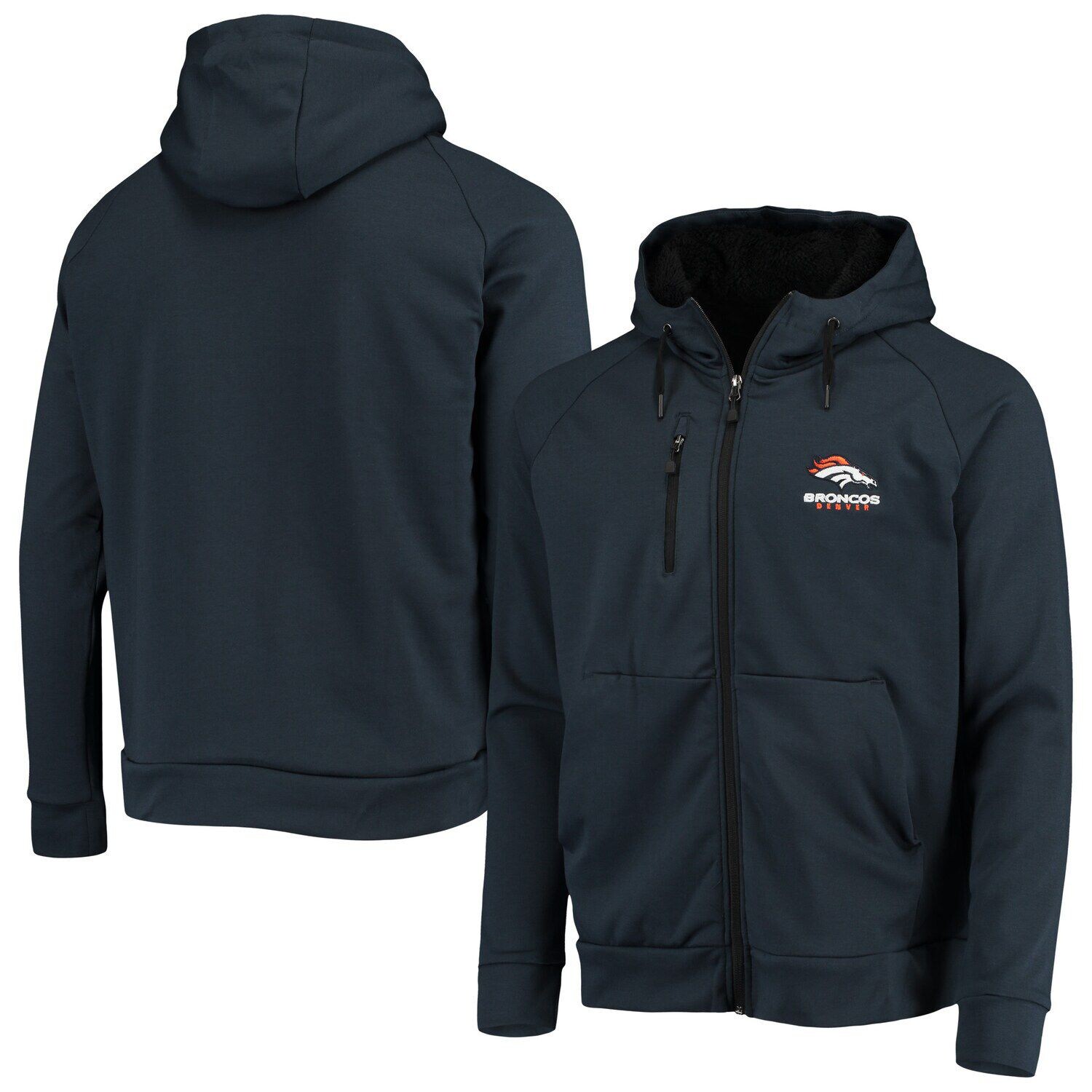 

Мужская темно-синяя толстовка реглан Dunbrooke Denver Broncos Shag Tri-Blend с молнией во всю длину, Синий