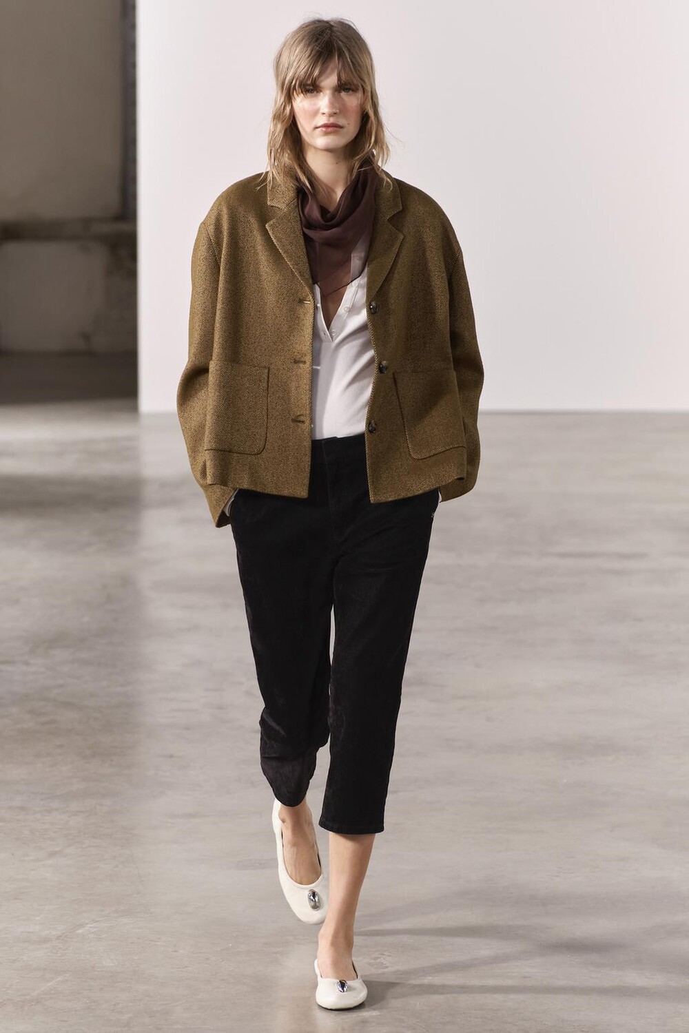 

Куртка с узором в елочку ZARA, коричневый