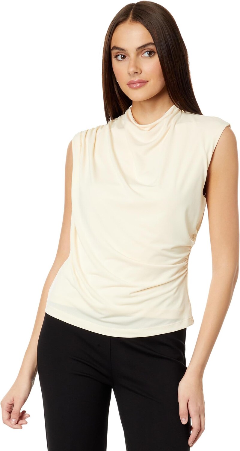 

Топ Elliott Lauren Top Notch Draped Sleeveless Top w/ Zipper Detail, кремовый