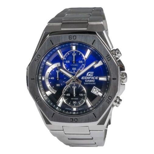 

Часы Men's CASIO Edifice Fashion Business Classic Three Eyes Octagonal Dial Blue Watch Mens Analog, синий